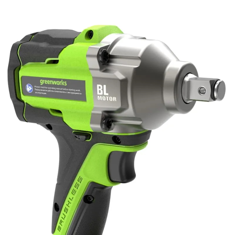 Гайковерт Greenworks IW5500 24V 3805007CUB, ударный, аккумуляторный, бесщеточный, 1/2'', 500Нм,3 режима,1х4Ач,ЗУ,кор