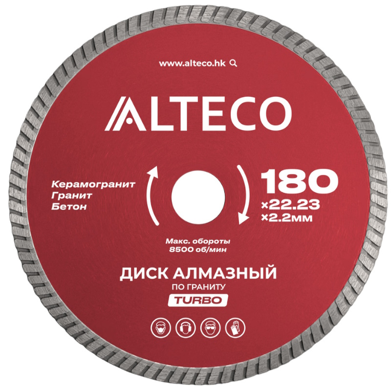 Диски алмазные по граниту Alteco 66524, турбо, 180х22,23 в Твери