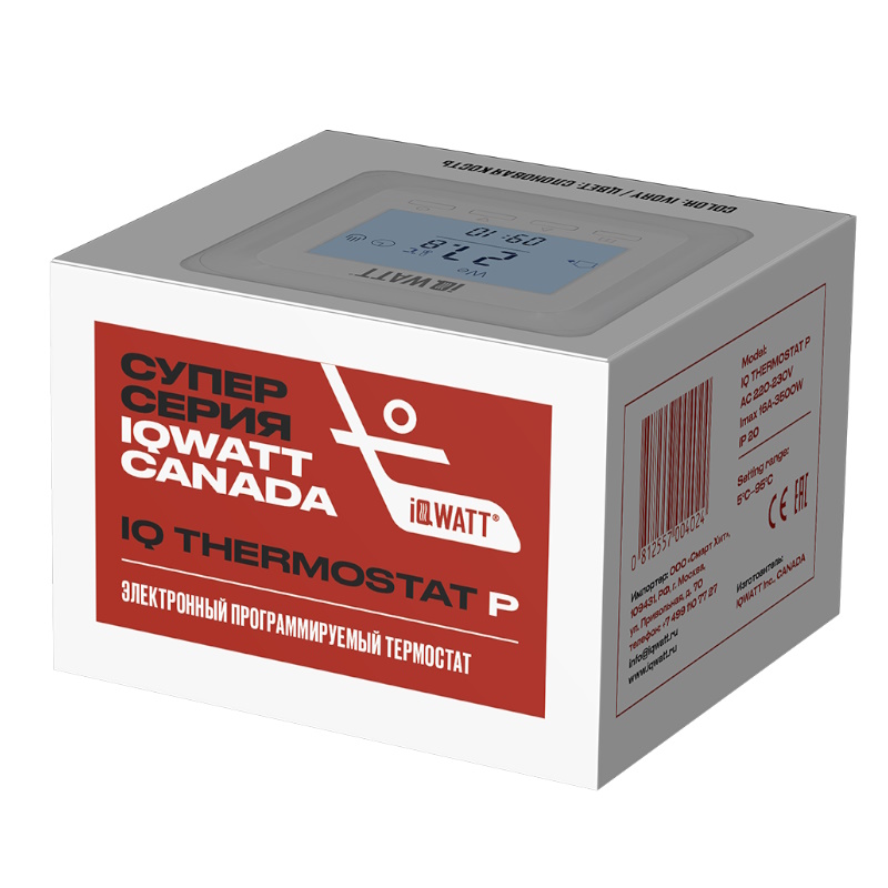 Терморегулятор Iqwatt IQ THERMOSTAT P 00405, с ЖК-дисплеем (белые)