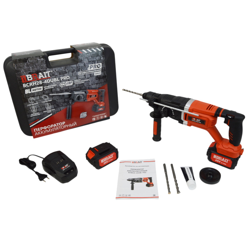 Аккумуляторный перфоратор Brait BCRH28-4DUBL PRO 21.01.252.087 в кейсе, с виброзащитой в Ярославле