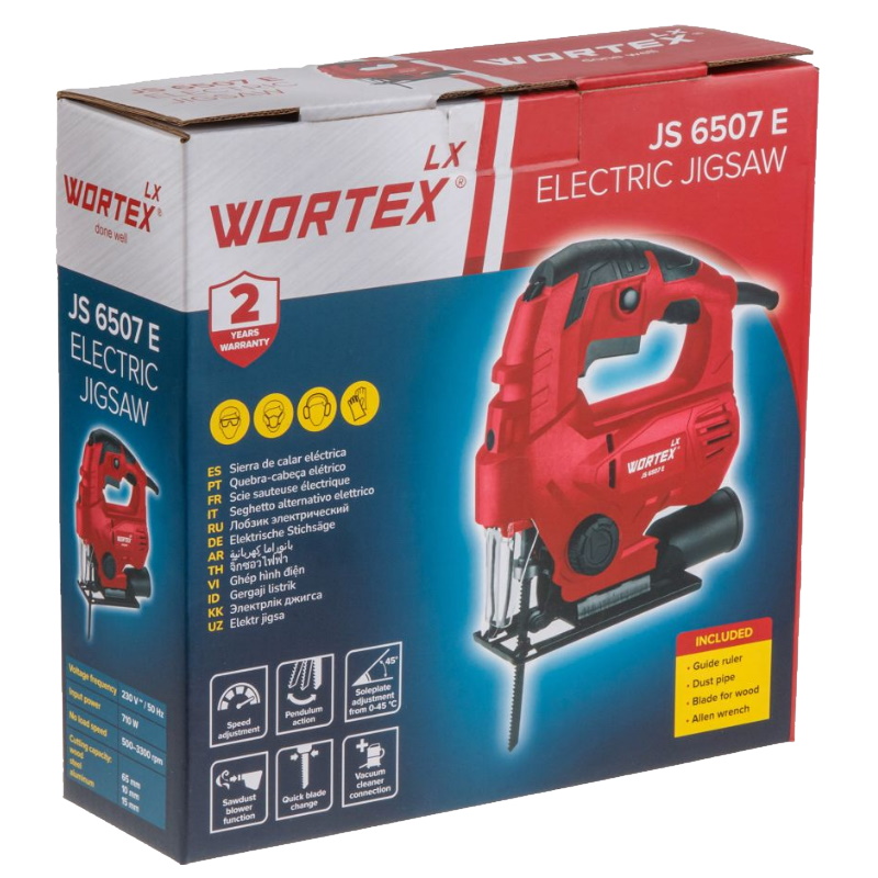 Лобзик электрический Wortex LX JS 6507 E 1334588, 710 Вт, 500-3300 ход/мин, пропил до 65 мм