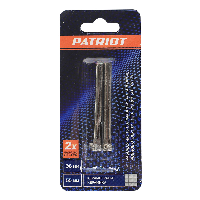 Сверло алмазное по керамограниту и керамике Patriot 815010091 (6 мм, 2шт в блистере) в Иваново