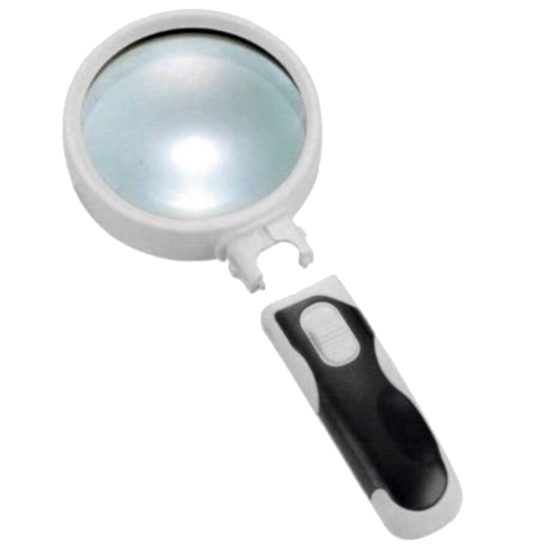 Лупа ручная Kromatech 77365B 72316, круглая, 6x, 65 мм, с подсветкой (2 LED), черно-белая