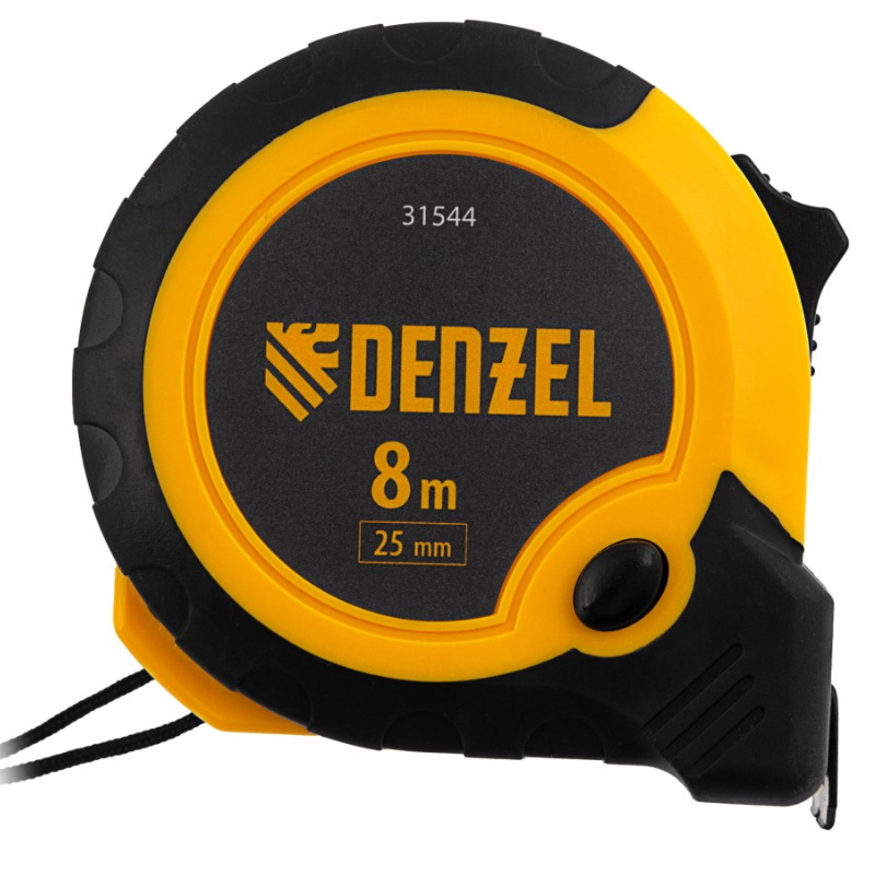 Рулетка DENZEL 31544 8м х 25мм, двухкомп. корпус, кнопка-пауза  в Иваново