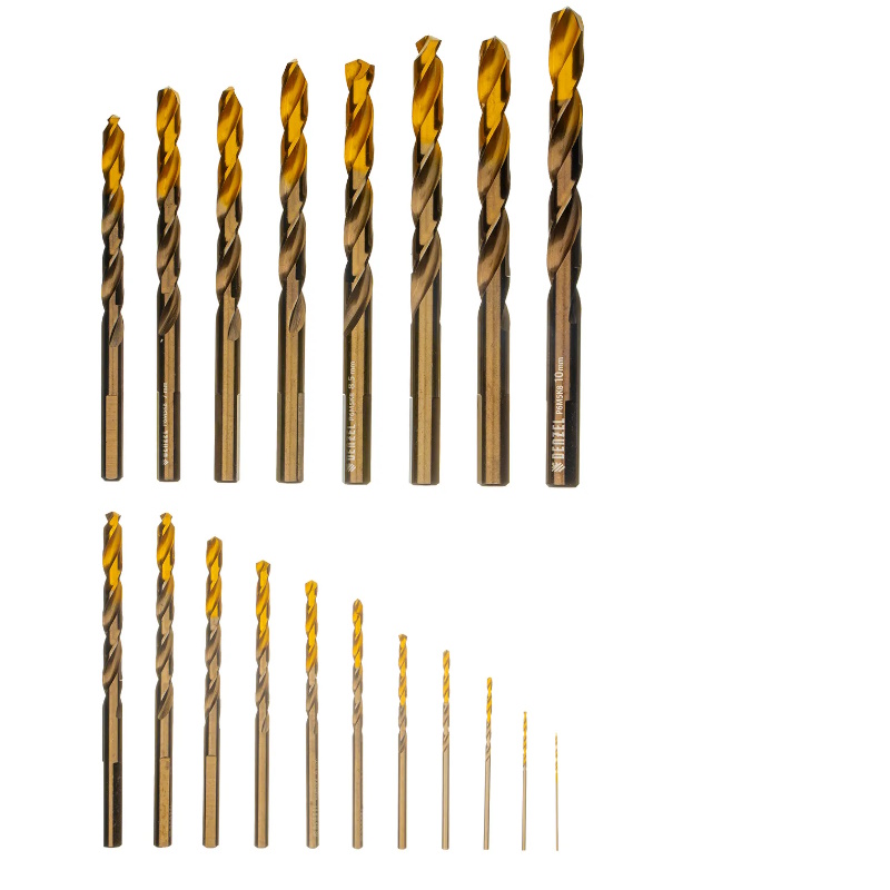 Набор сверл по металлу Denzel 723008, 1-10 мм, Р6М5К8-TiN, Golden Tip, 19 шт. в Рыбинске