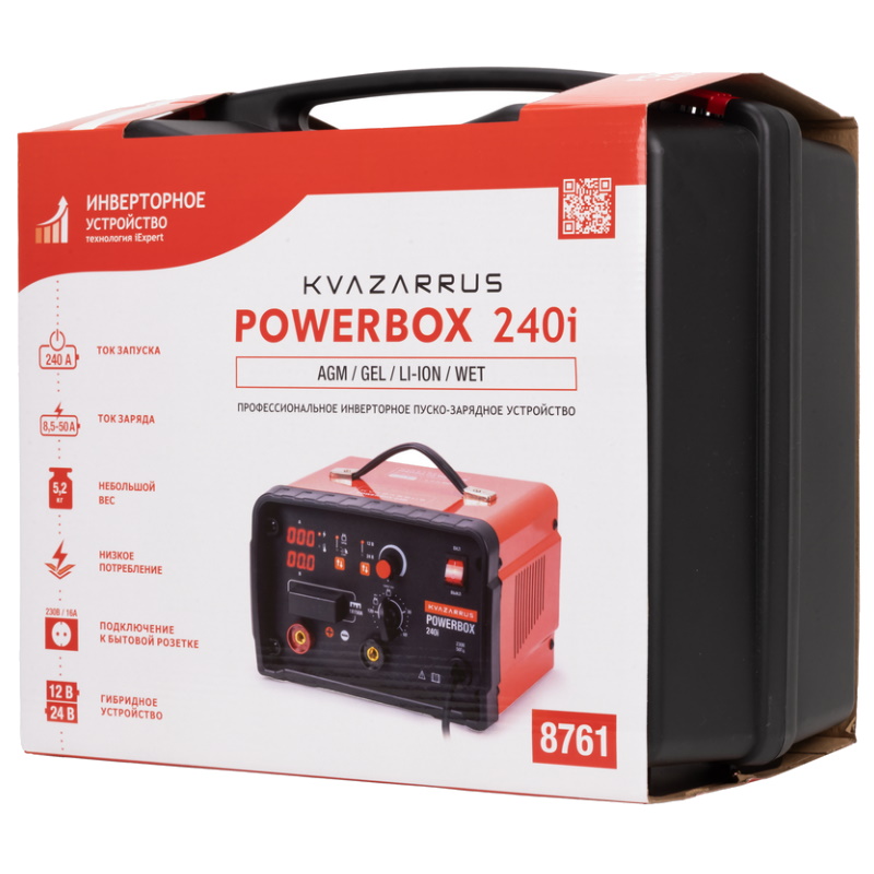 Инверторное пуско-зарядное устройство Kvazarrus PowerBox 240i 8761, таймер, пластиковый кейс в Иваново