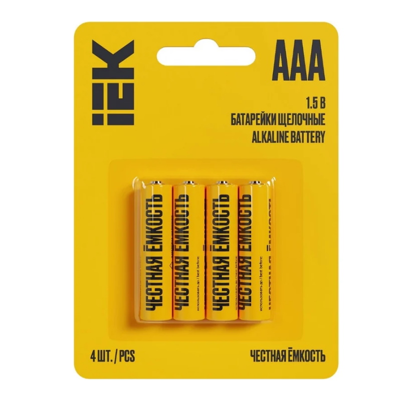 Батарейка щелочная IEK Alkaline ABT-LR03-OP-L04, LR03/AAA, 4шт, блистер в Кинешме