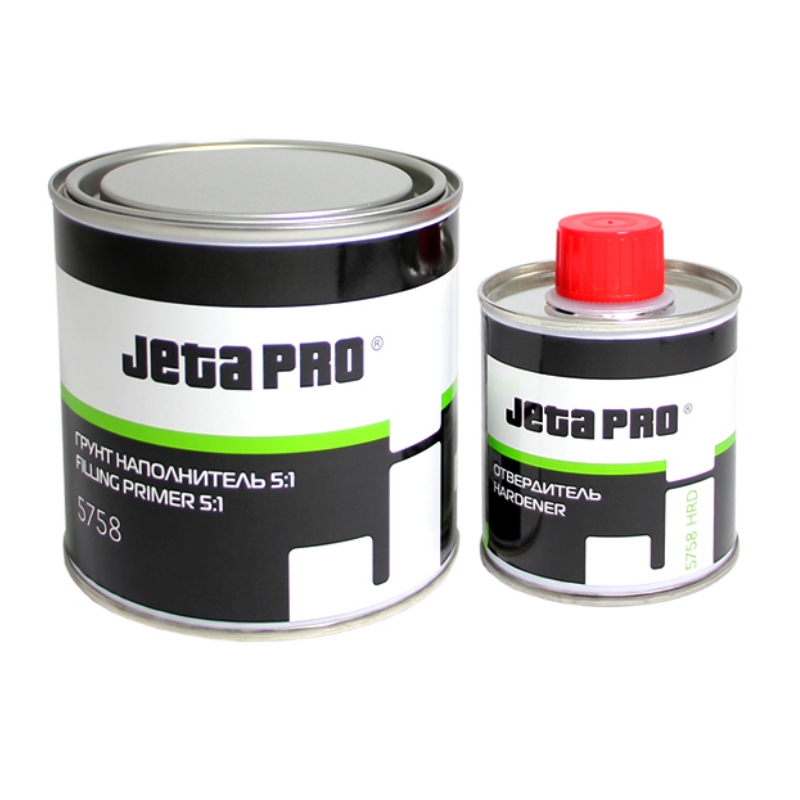 Грунт-наполнитель акриловый + отвердитель JetaPro 5758 grey/0,5, 5:1, Серый, 0,5+0,1л