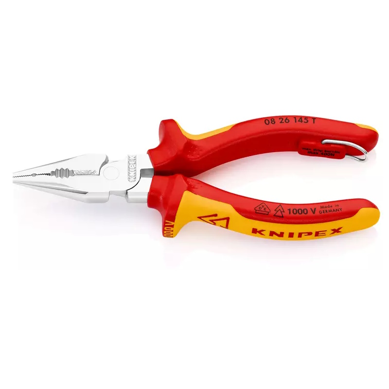 Плоскогубцы комбинированные остроконечные с удлинёнными губками Knipex KN-0826145T, VDE, 145 мм, хром, 2-комп ручки в Ярославле