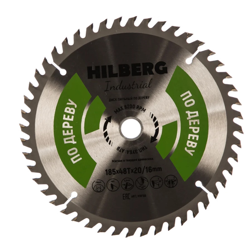 Диск пильный Hilberg Industrial HW186 дерево 185х2016 48Т 916₽