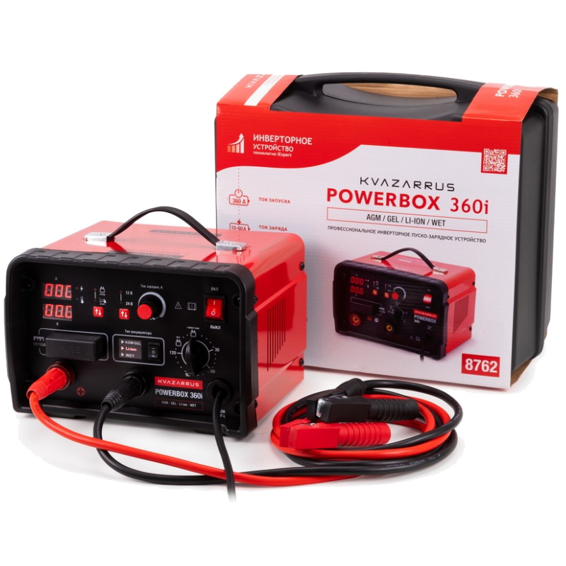 Инверторное пуско-зарядное устройство Kvazarrus PowerBox 360i 8762, таймер, пластиковый кейс в Угличе