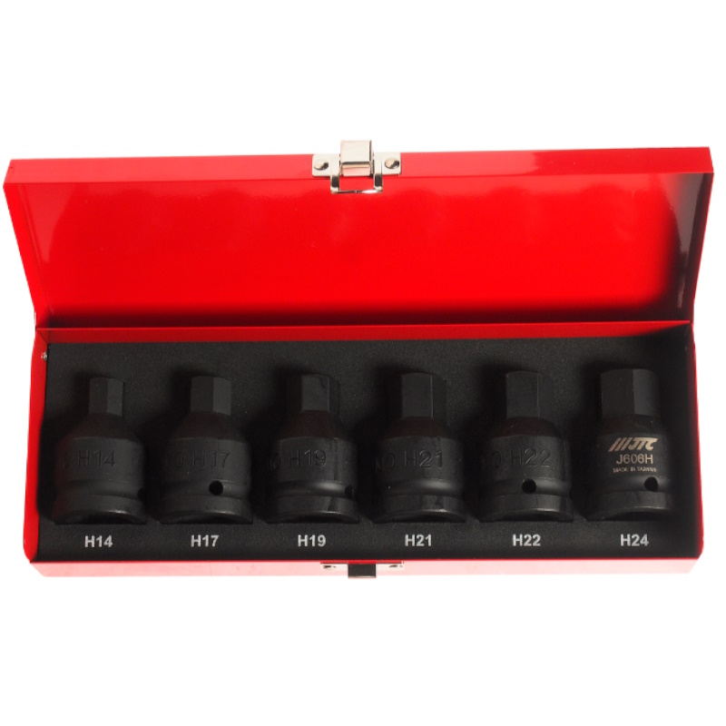 Набор головок ударных JTC JTC-J606H, HEX, 3/4", H14-H24, длина 61мм, в кейсе, 6 предметов в Муроме