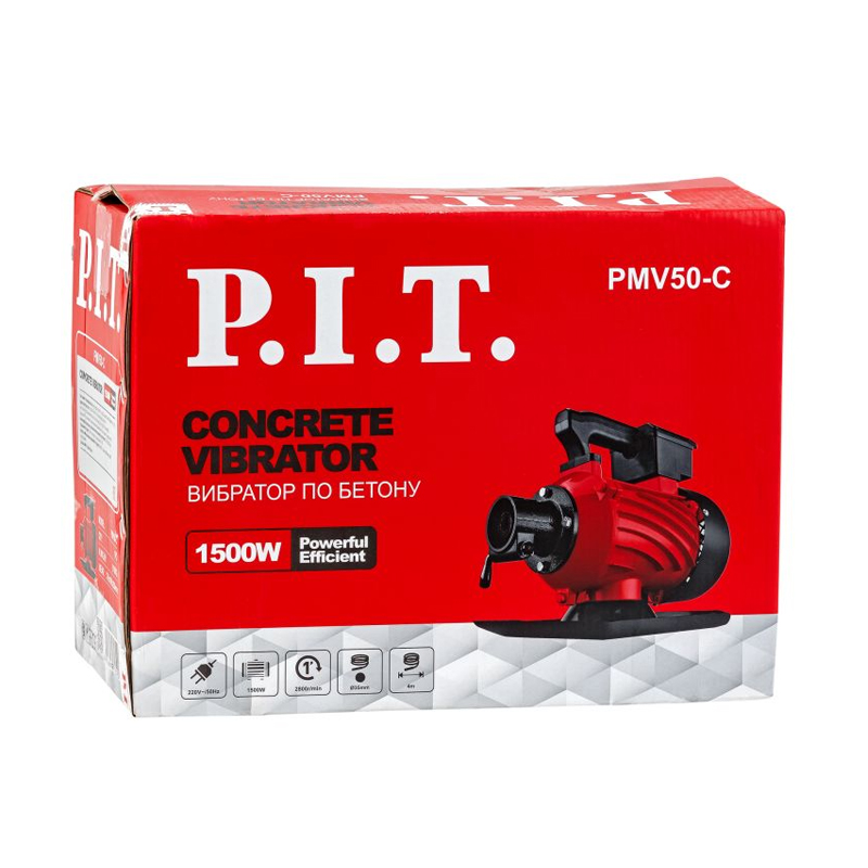 Вибратор для бетона электрический P.I.T. PMV50-C (1500 Вт, 2800 об/мин, булава 4м, Ø35,50 мм) в Костроме