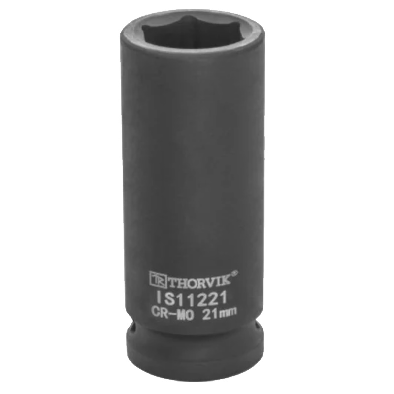 Головка торцевая ударная Thorvik IS11221, 1/2"DR, 21 мм, глубокая в Кинешме