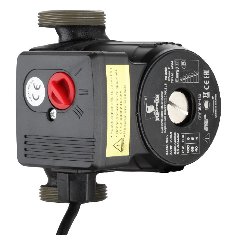 Насос циркуляционный Pumpman GRS254-130 НС-1418688 Pmax-85 Вт Hmax-4 м Qmax-42лмин 130 мм с гайками и кабель 3605₽