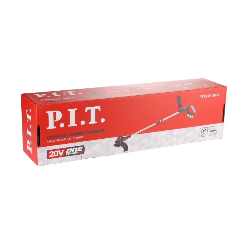 Триммер аккумуляторный P.I.T. SOLO PTR20H-300A, 20 В, Ø300 мм, леска 1.6 ммх5.3 м, телескопическая штанга, колеса в Муроме