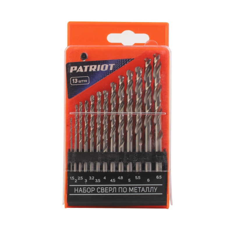 Набор сверл по металлу Patriot 815010543 (HSS, 13 шт: 1,5-6,5мм, в пластиковом боксе) в Твери