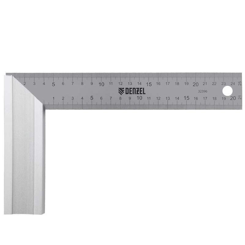 Угольник стальной Denzel 32396 нержавеющая сталь градуировка алюминиевое основание 250 мм 914₽