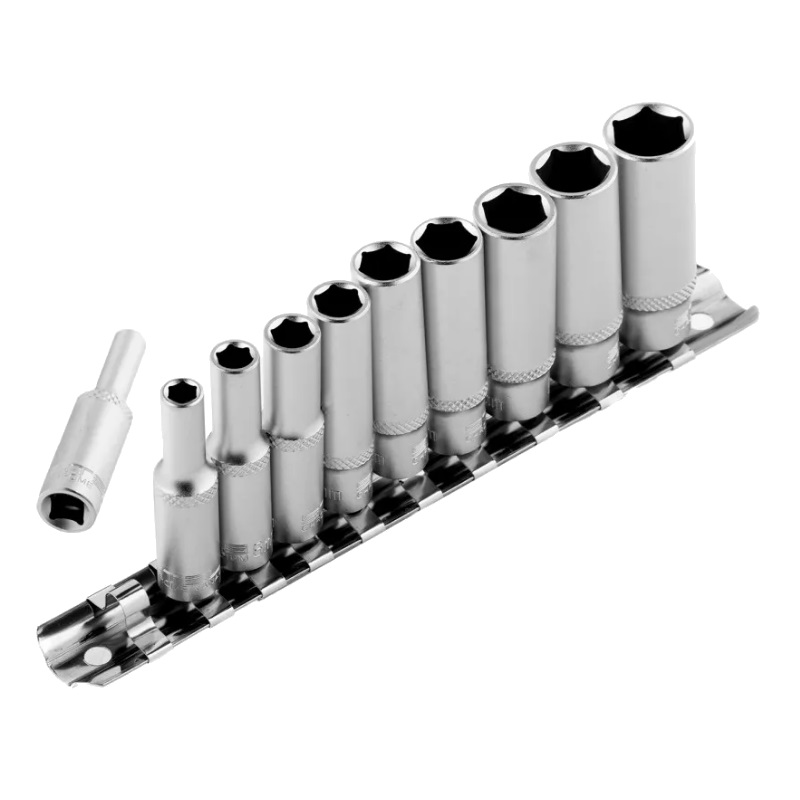 Набор удлиненных торцевых головок Stels 13605, 1/4", 6-ти гр CrV, 4-13 мм, 10 шт.