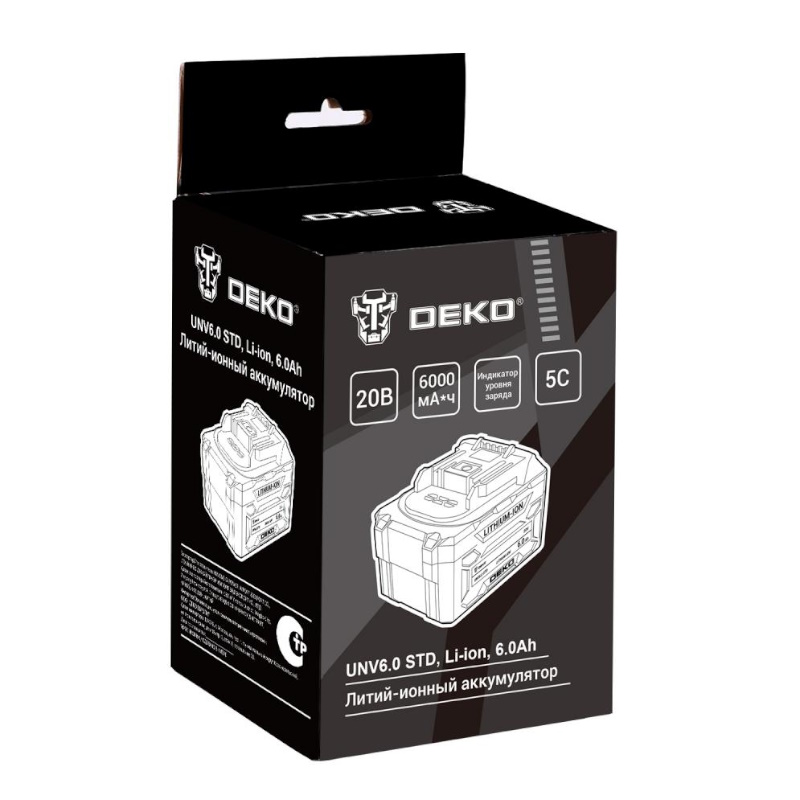 Аккумулятор Deko UNV6.0 STD 085-1086, Li-ion (литий-ионный), 20 В, 6.0 Ач в Иваново