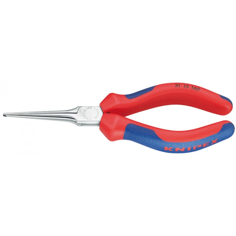 Длинногубцы Knipex KN-3115160 острые плоские прямые гладкие губки 55 мм длина 160 мм хром 2-комп ручки 7027₽