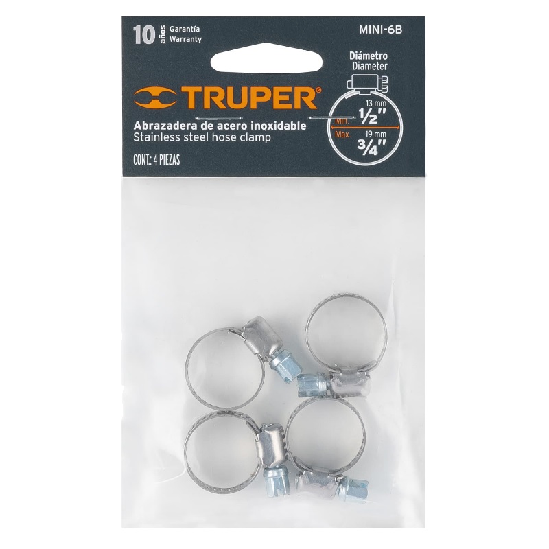 Набор хомутов Truper MINI-6B 10031, 4 шт., 13-19 мм в Костроме