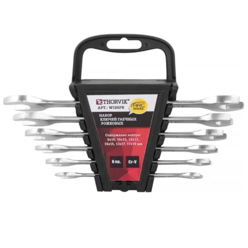 Набор ключей гаечных рожковых серии ARC на держателе Thorvik W1S6PR 052617 8-19 мм 6 предметов 747₽