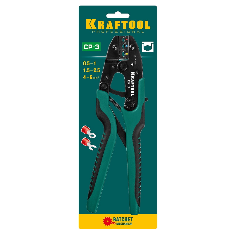 Пресс-клещи для изолированных наконечников и соединительных муфт Kraftool CP-3 45461-3,  0.5 - 6 мм2,  в Коврове