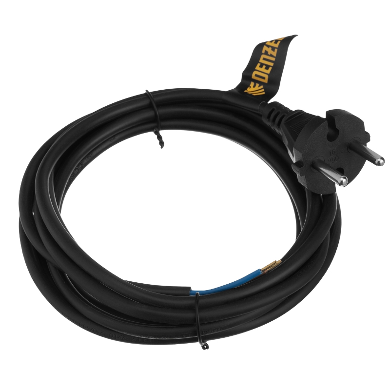 Шнур сетевой Denzel Energy Series 37665, ПВС, 3 м, 2х1 мм, с неразборной вилкой, черный в Твери
