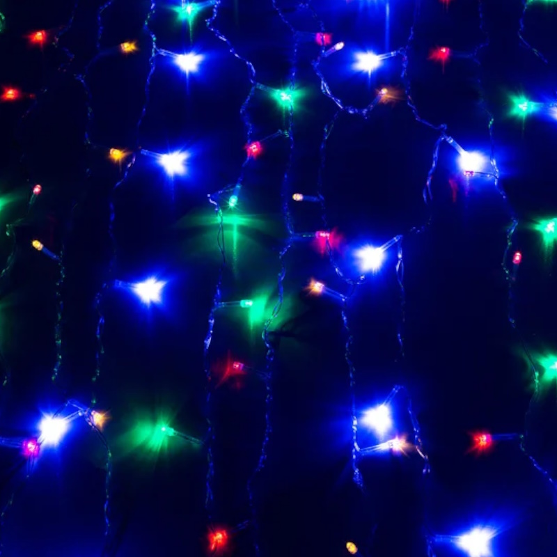 Гирлянда светодиодная Космос "Бахрома" KOC_CUR-V22 1757840, 2х0.7м,100LED, схема нитей 4/8/6/7, мульти, IP20, 220В  во Владимире