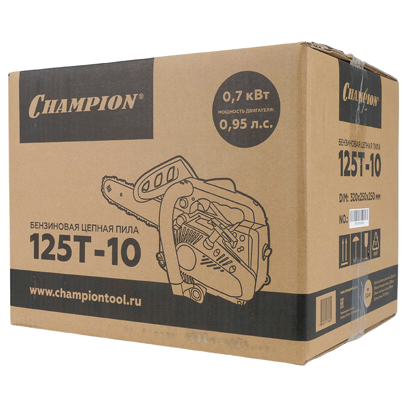Мини бензопила для вырезания Champion 125T-10"-3/8"-1,3-40E S2512 (40 звеньев, паз 1.3 мм, объем двигателя 25.4 см3) в Твери