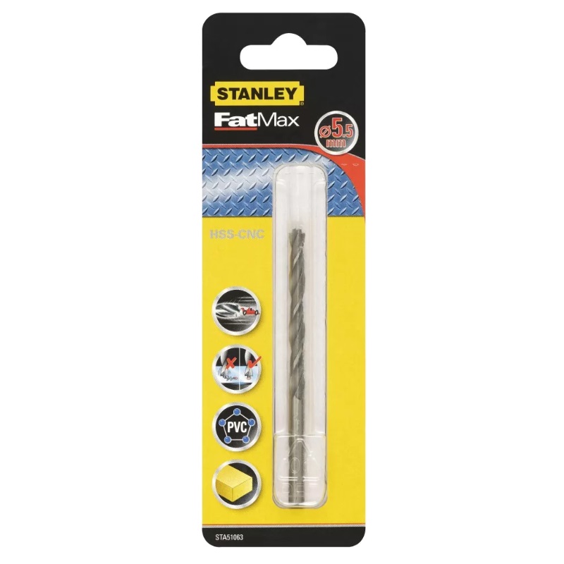 Сверло по металлу Stanley STA51063-QZ, HSS-CNC, 5.5x93x58 мм в Кинешме