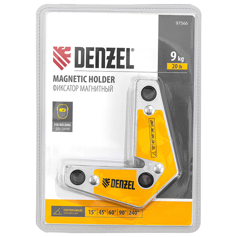 Фиксатор магнитный для сварочных работ Denzel,  97566, усилие 25 LB, (30х45х60х75х90х135 град)