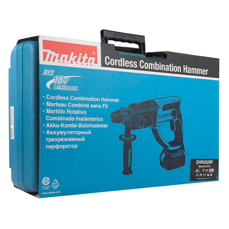 Аккумуляторный перфоратор Makita DHR202RF (патрон SDS-Plus, Ø 20 мм, 3 режима)