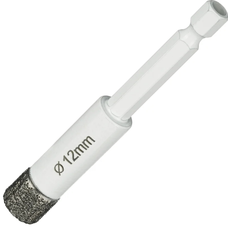 Коронка алмазная по керамике и керамограниту Diamond Industrial DIDKVP12S10, 12 мм 1/4" HEX вакуумная пайка в Иваново