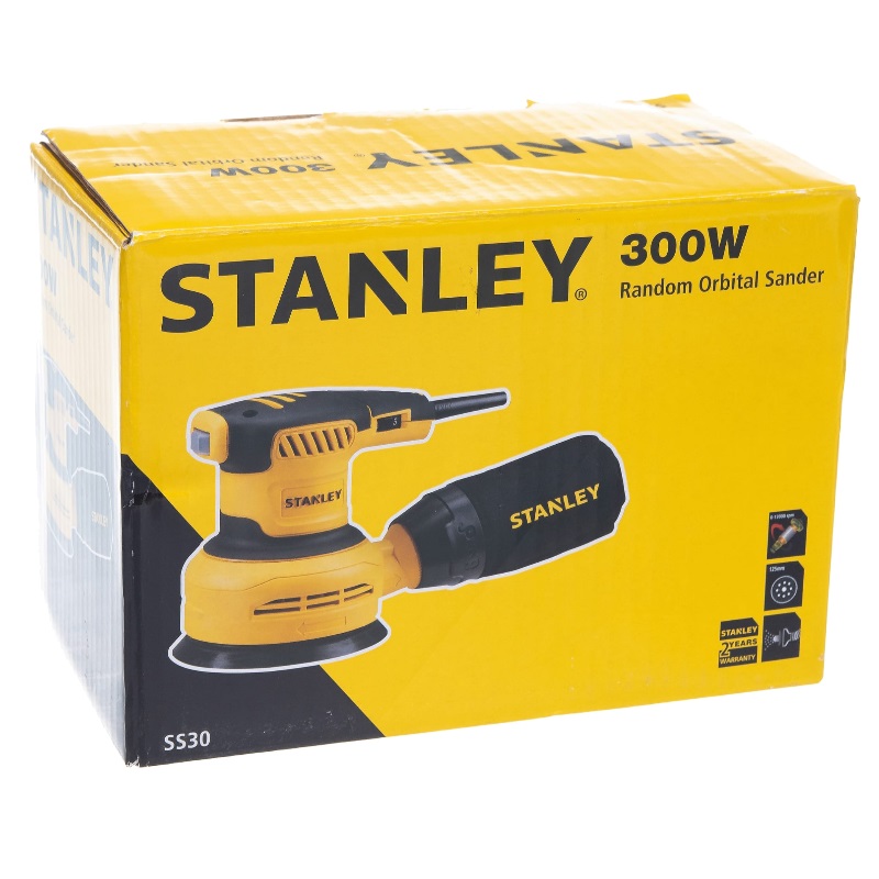 Эксцентриковая шлифмашина Stanley SS30-RU (мощность 300 Вт, вес 1,4 кг, работа с пылесосом, оснастка 125 мм) в Твери