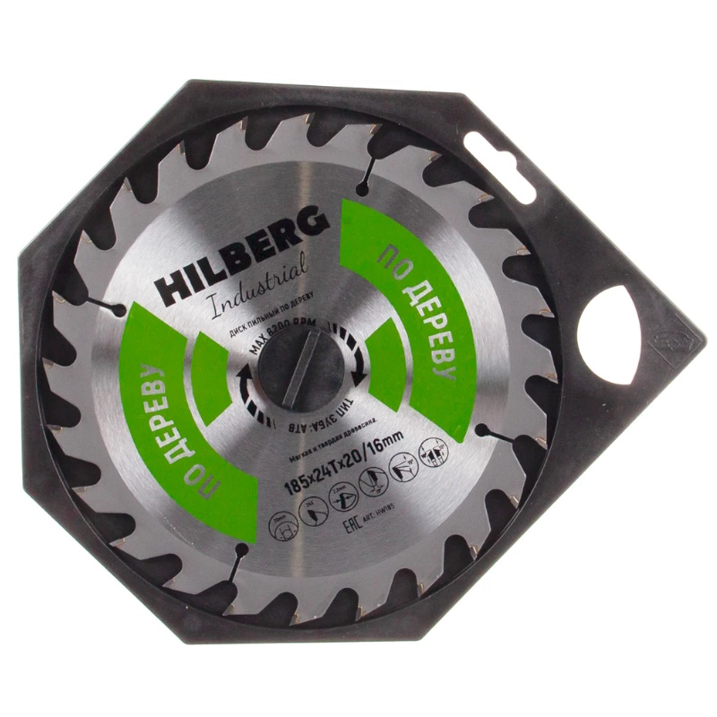 Диск пильный Hilberg Industrial HW185, дерево, 185х20/16, 24Т  в Рыбинске