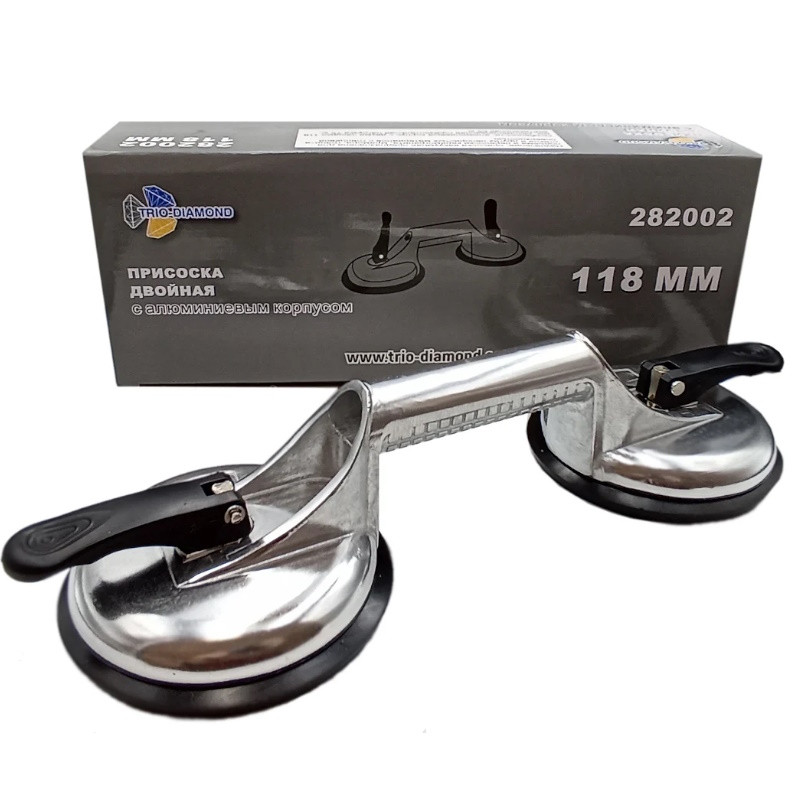 Присоска алюминиевая зажимная Trio-Diamond 282002, двойная, для плитки и стекла, 118 мм в Александрове
