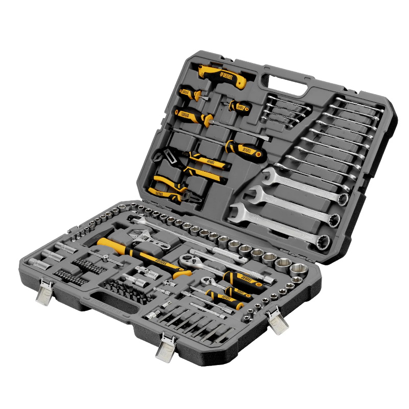 Набор инструментов Denzel 15804, 1/2", 1/4", CrV, S2, пластиковый кейс, 122 предмета в Иваново