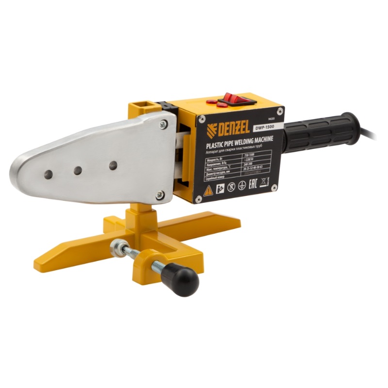 Аппарат для сварки пластиковых труб враструб Denzel DWP-1500 напряжение 220 вольт температура до 300 C