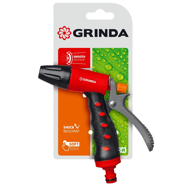 Поливочный пистолет Grinda T-R 8-427186, плавная регулировка, курок сзади, пластиковый с TPR