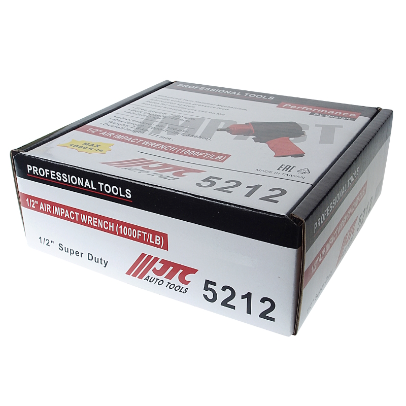 Пневмогайковерт JTC JTC-5212 ударный 12 усиленный 90-120PSI 7200обмин 230 Lmin штуцер-D20PMA