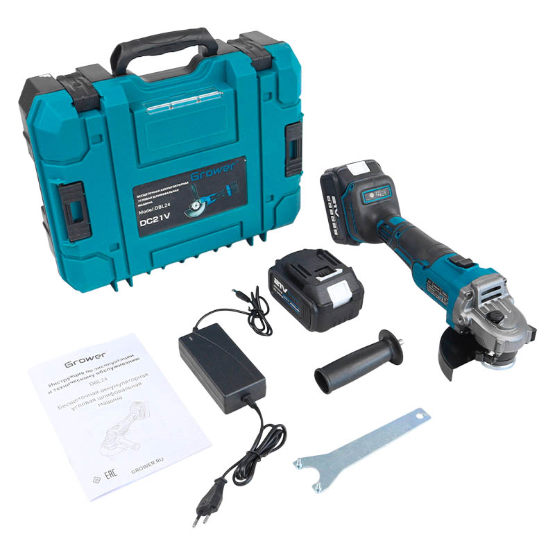 Бесщеточная аккумуляторная шлифовальная машина Grower DBL24, 21v (под Makita LXT), 4Ah аккумулятор 2 шт, кейс, З/У в Угличе