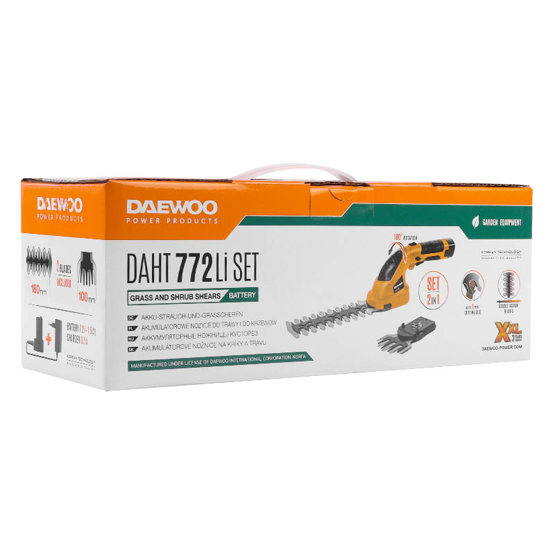 Аккумуляторные ножницы-кусторез Daewoo DAHT 772Li SET 7,2 В, 1,5 А/ч, Li-Ion, поворотная рукоятка в Иваново