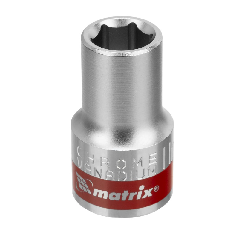 Головка торцевая Matrix 13111, 11 мм, 6-гранная, CrV, под квадрат 1/2", хромированная