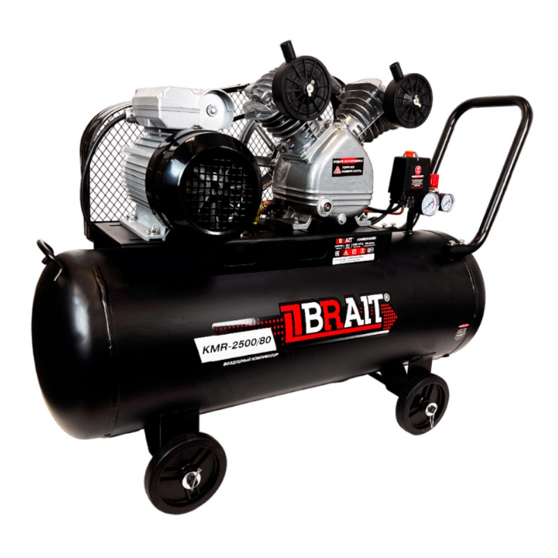 Компрессор воздушный Brait KMR-2500/80 20.01.023.043 (2-х цилиндровый, ременной) в Переславле