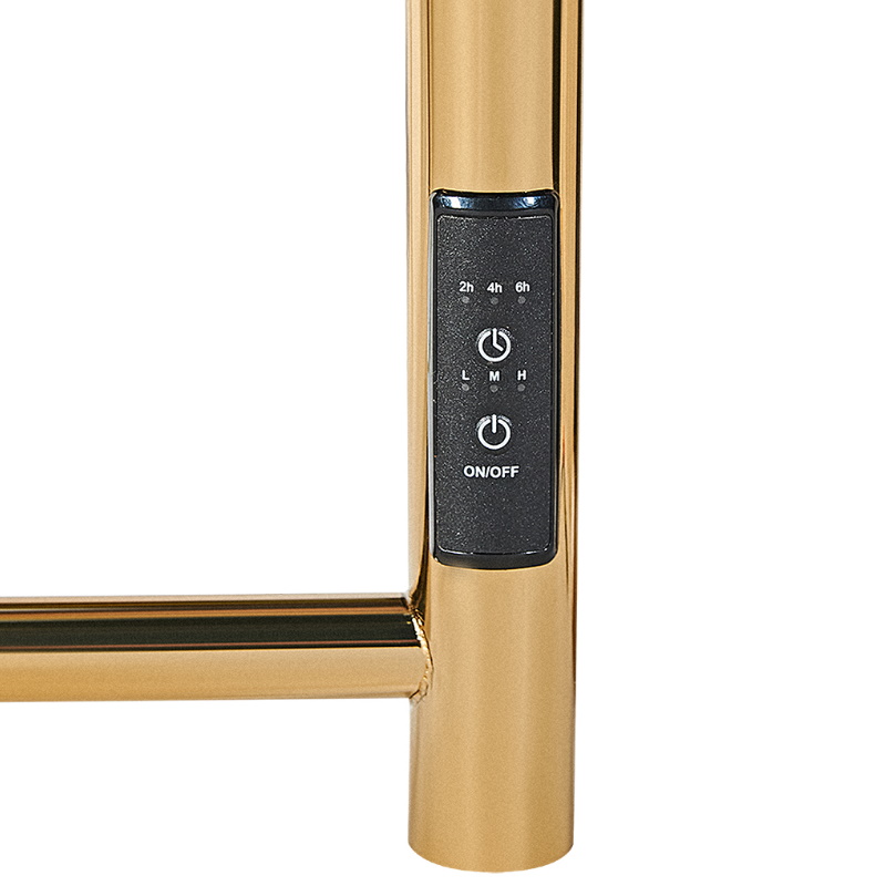 Полотенцесушитель электрический Stout SHQ-J8RR-F08050 JAZZ round, 80*50, золотой хром 585, с полкой