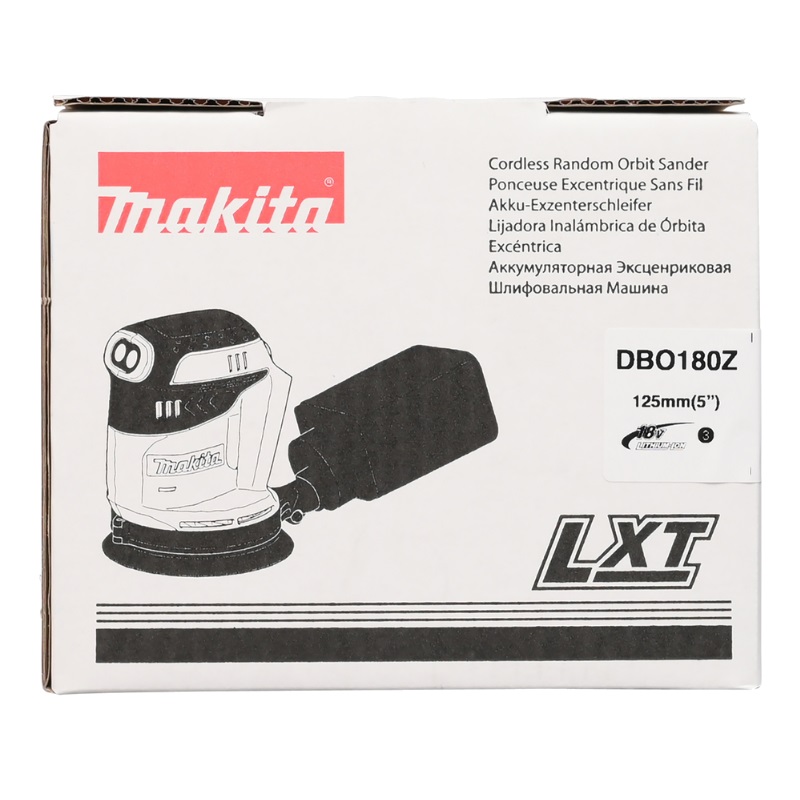 Аккумуляторная эксцентриковая шлифмашина Makita DBO180Z (Li-ion 18 В, амплитуда колебаний 2,8 мм, пылесборник, без АКБ и ЗУ)