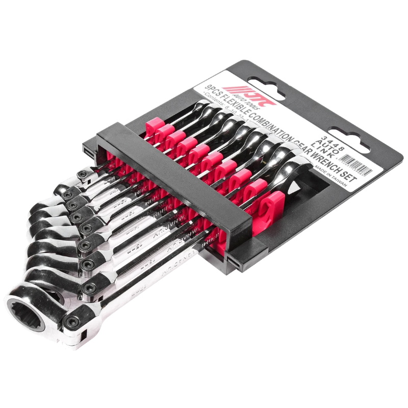 Набор ключей комбинированных трещоточных с подвижной головкой JTC JTC-3448 8-17мм 9 предм JTC115 14143₽