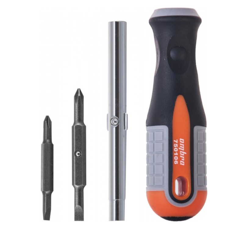 Отвертка стрежневая Ombra 750106, 6в1, ROUND GRIP 1/4",5/16"DR, SL5,6, PH1,2 в Рыбинске